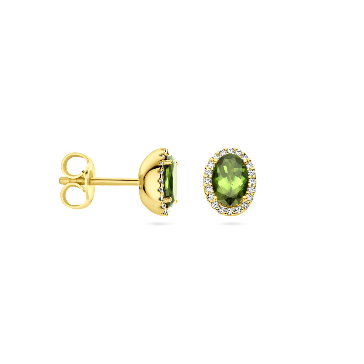 14k Gelbgold-Ohrstecker mit Turmalin und Diamant