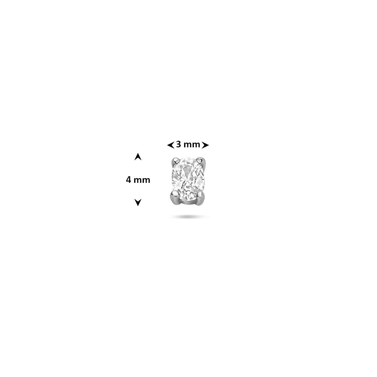 Rhodinierter Flat-Back-Piercing aus Silber mit ovalem Zirkonia