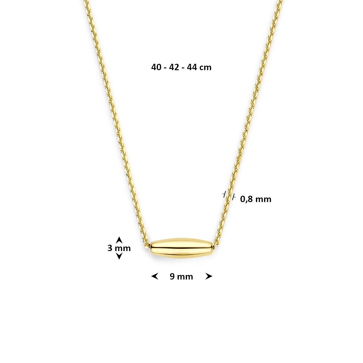 14k Geelgouden dames ketting met balkje