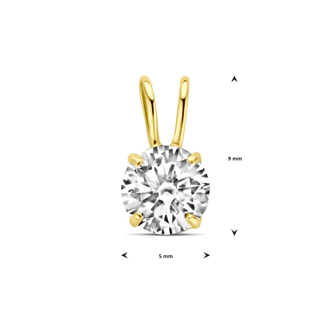 Gouden hanger met zirkonia – 9k geelgoud, solitaire zetting