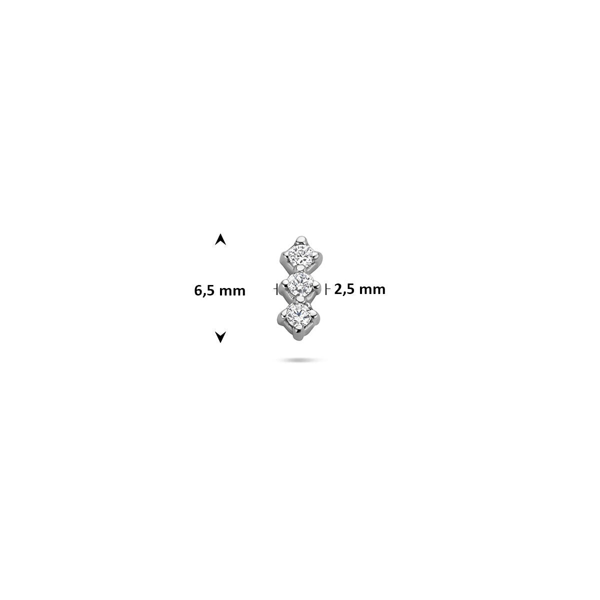 Rhodiniertes Flat-Back-Piercing aus Silber mit Zirkonia in einer Reihenfassung