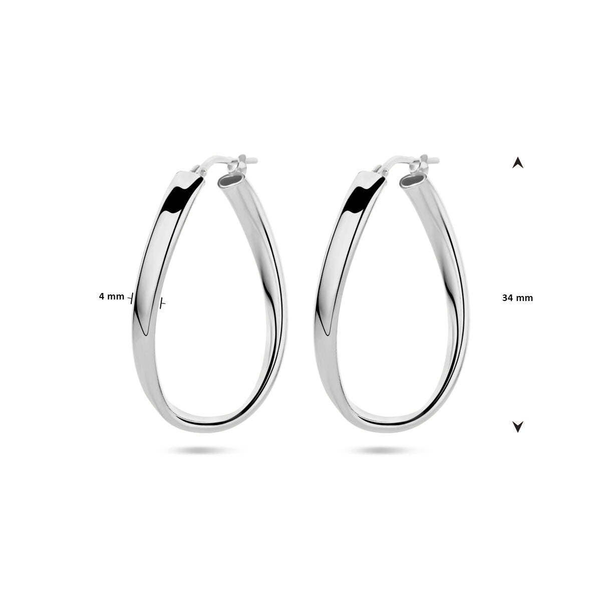 Rhodinierte gedrehte Silberohrringe 34 mm