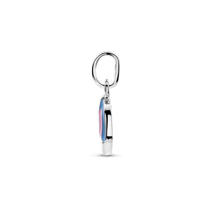 Zilveren kinderhanger eenhoorn – emaille 10 x 8 mm