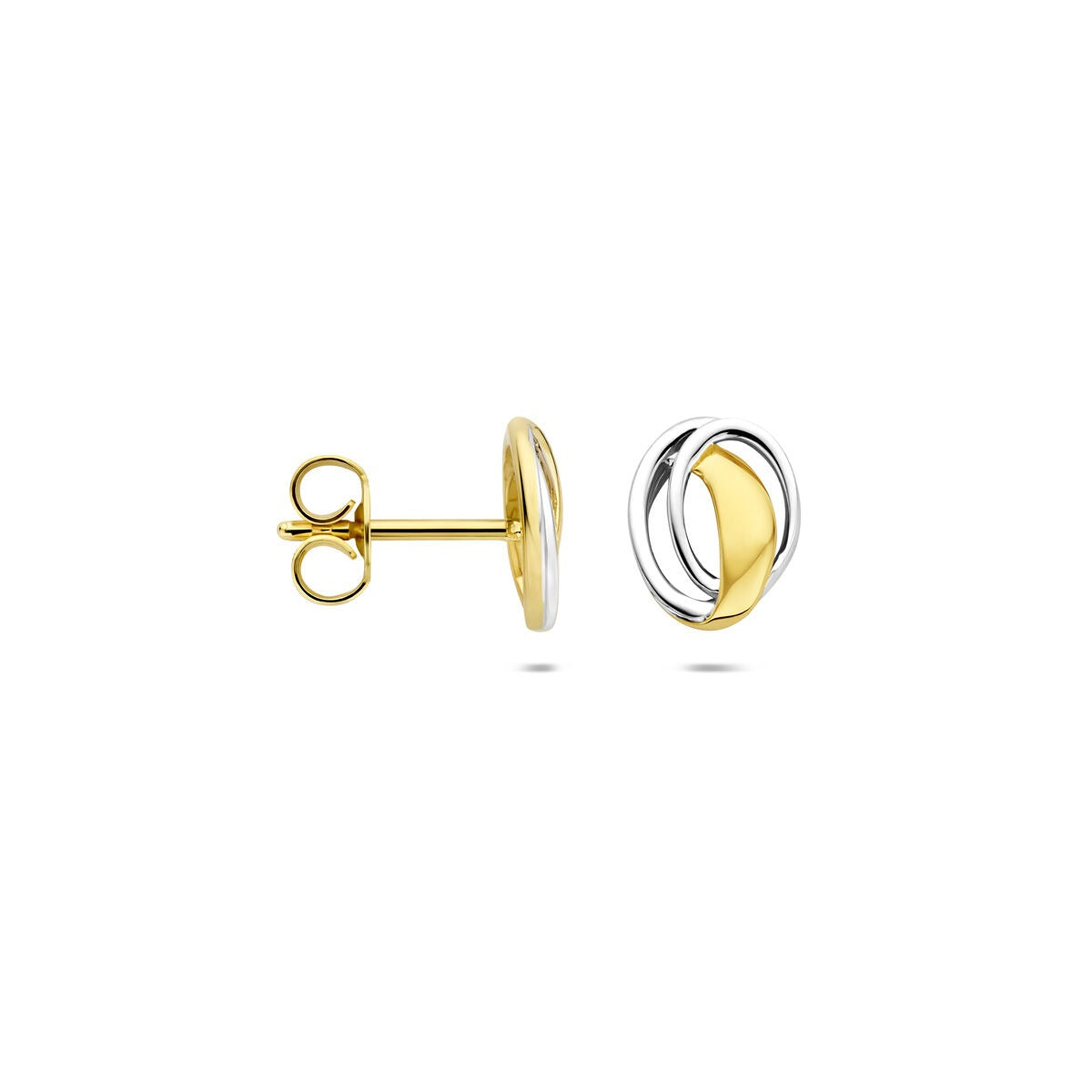 Goldohrstecker – 9k Gelb- und Weißgold, ovales Design