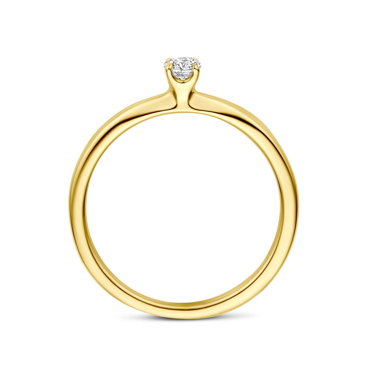 14K Gelbgoldring mit Diamant 0,21 ct Solitaire