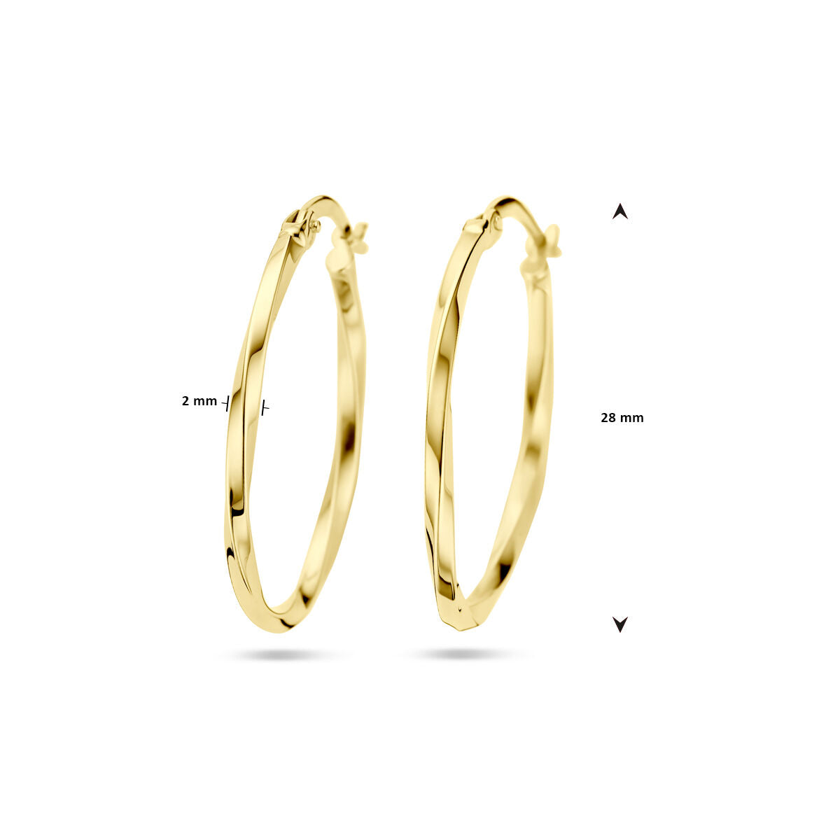14K Gelbgold gedrehte Creolen – 28 mm