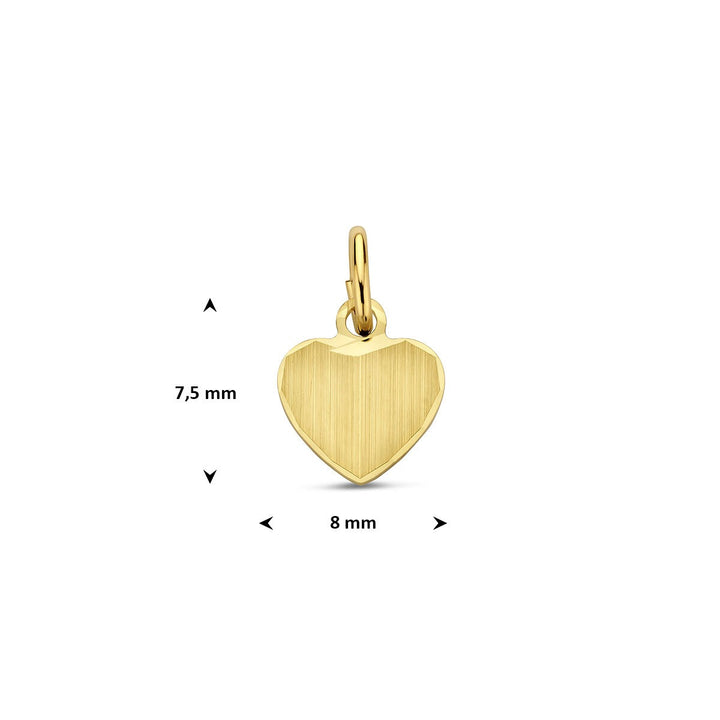 Gravur Herz matt diamantiert 14K Gelbgold