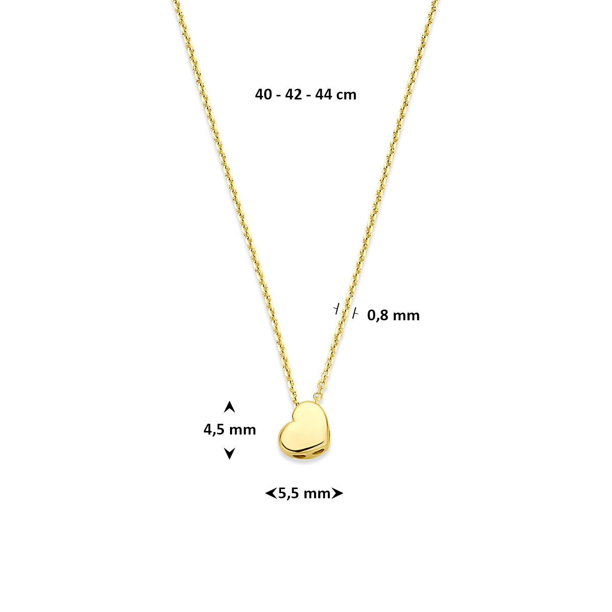 14k Gelbgoldkette mit Herz