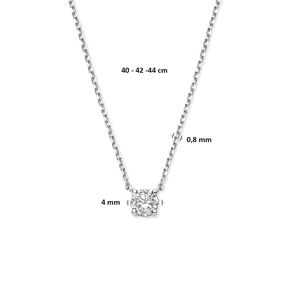 14k Weißgoldkette mit Zirkonia – Ankerkette