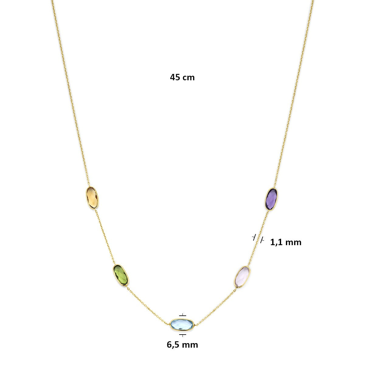 14k Geelgouden collier met edelstenen