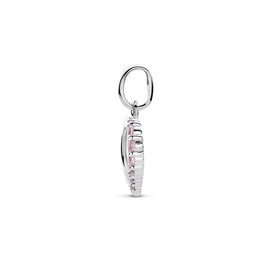 Zilveren hanger met emaille hart en zirkonia – 11.5 x 10 mm