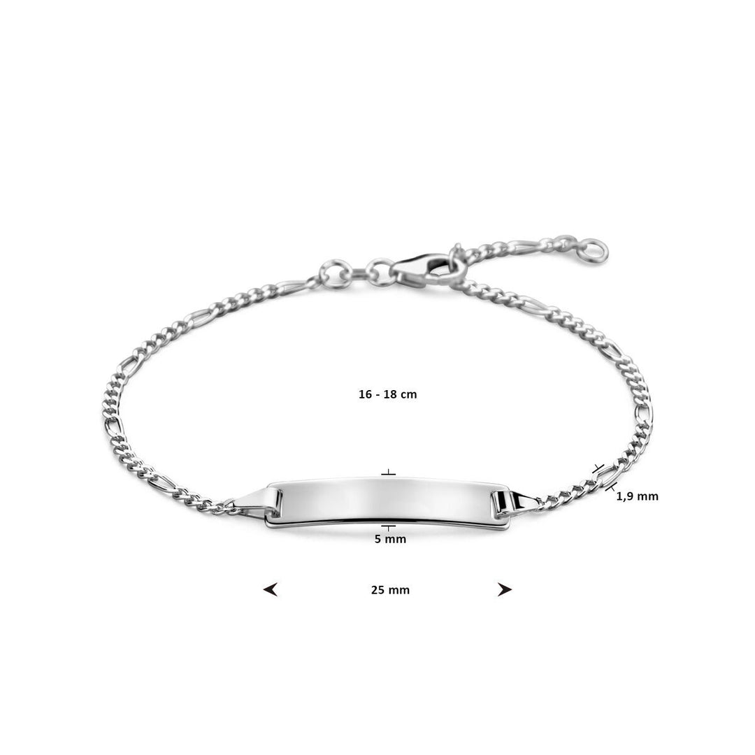 Gravurarmband Figaroplatte 5,0 mm 16 - 18 cm silberweiß