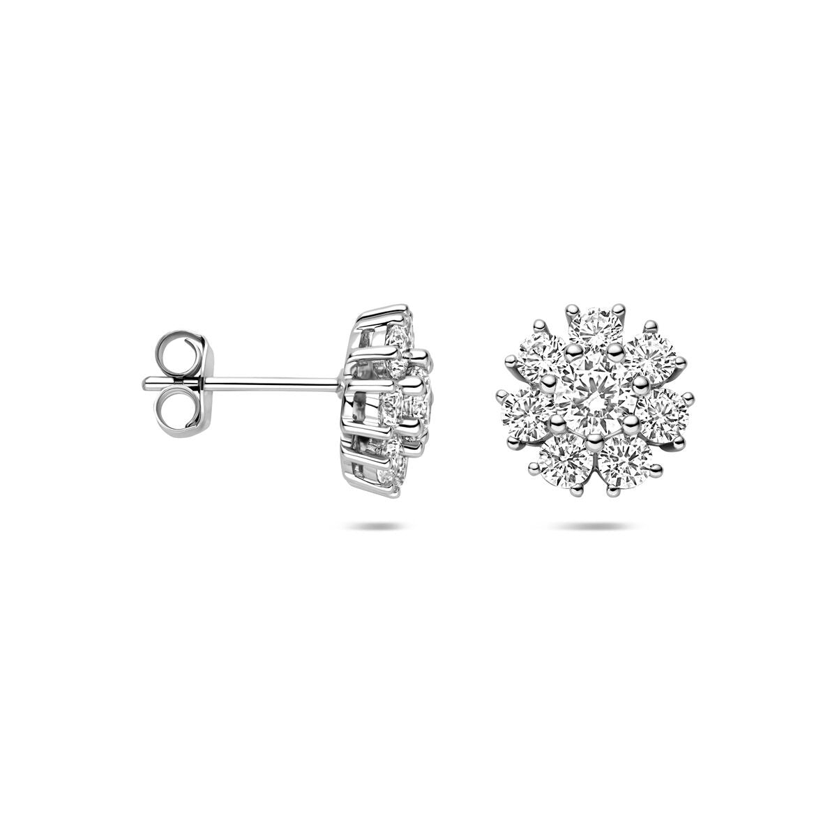 Ohrstecker aus Silber mit Zirkonia – rhodiniertes 925er Silber
