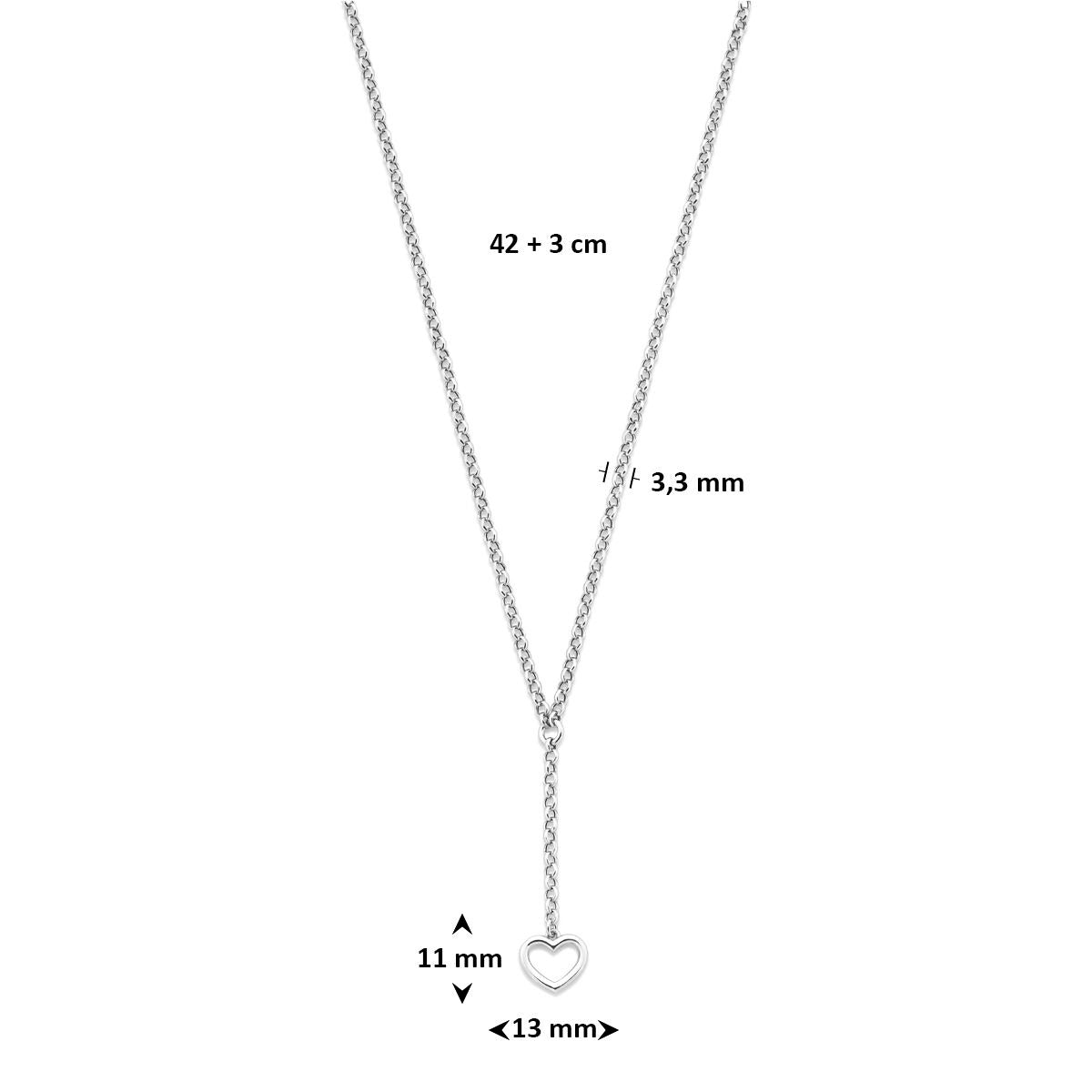 Rhodiniertes 925er Silber Y-Collier mit Herz