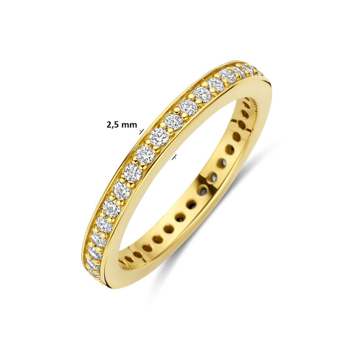 Verguld 925 zilveren ring met zirkonia 2.5 mm