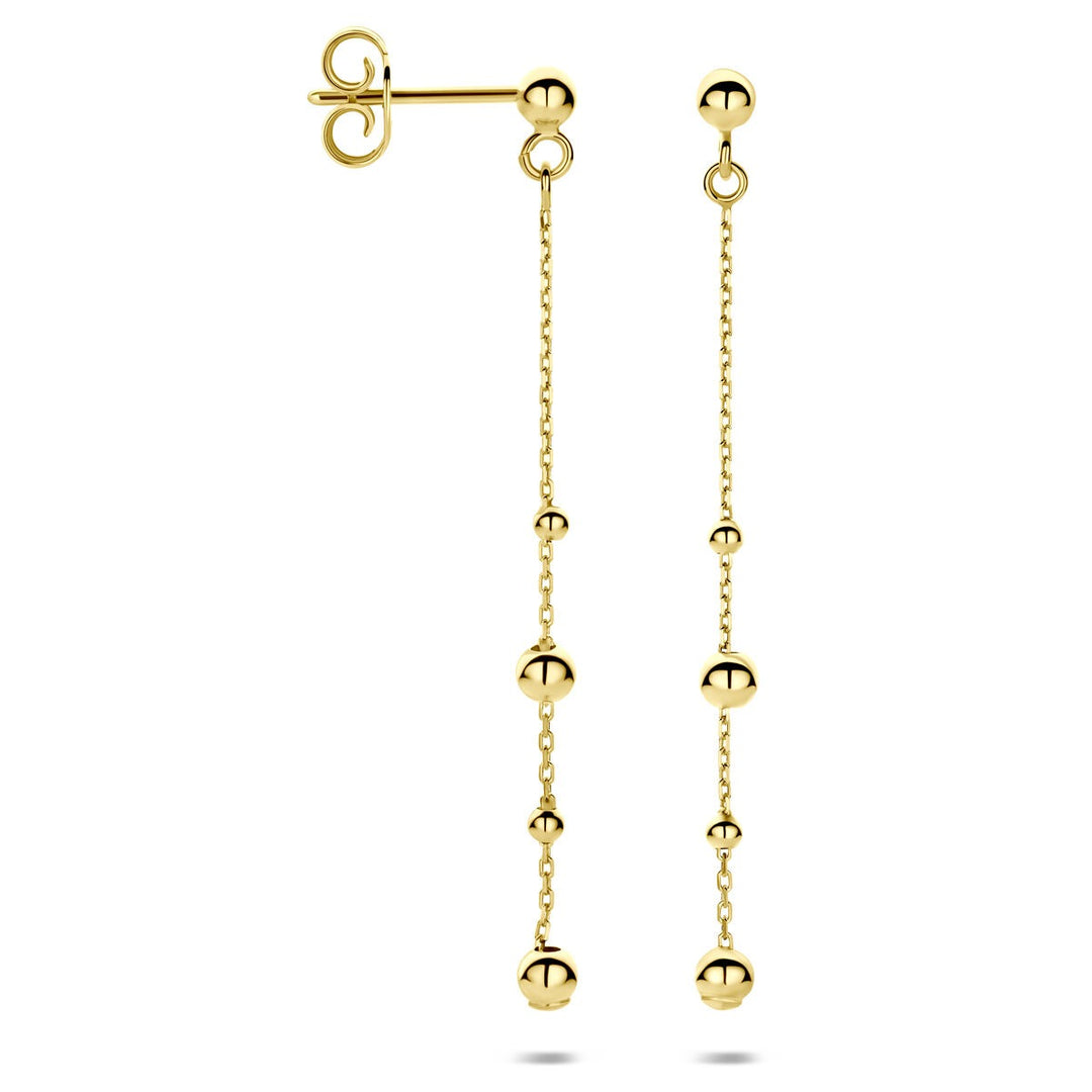 14k Geelgouden oorhangers met bolletjes