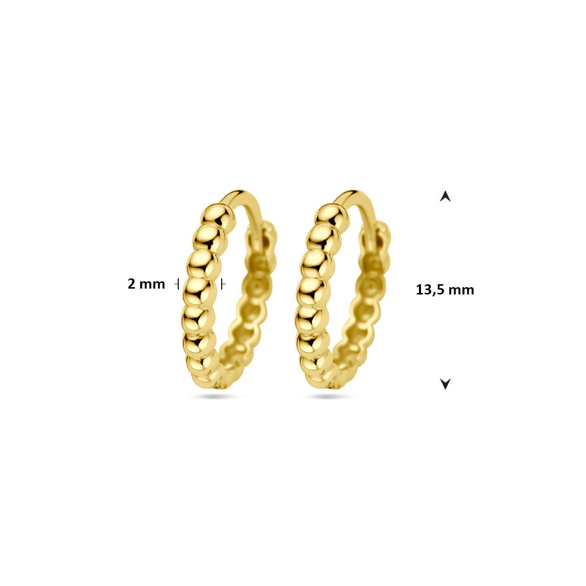 9k Gelbgold Creolen mit Kugeln 13.5 x 2 mm