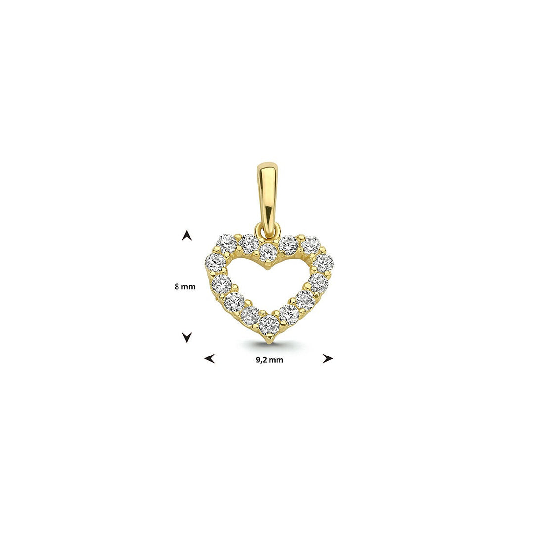 Gouden hanger 9k met hart van zirkonia – Ketting met hartje