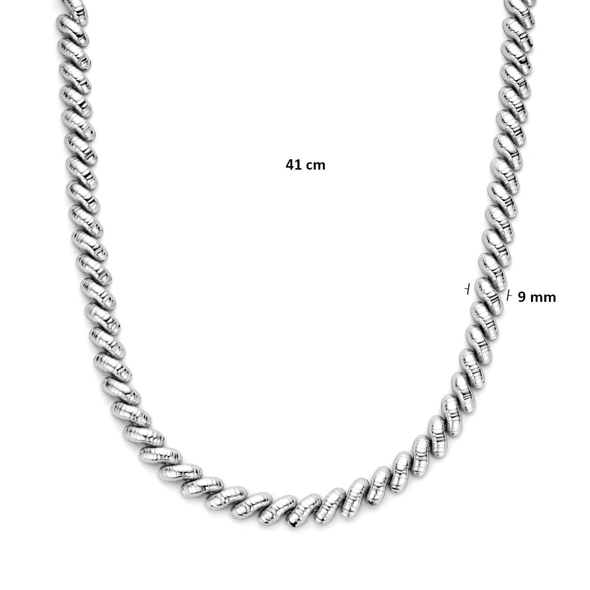 Silberne Damenhalskette – rhodiniertes 925er Silber mit breiten Gliedern