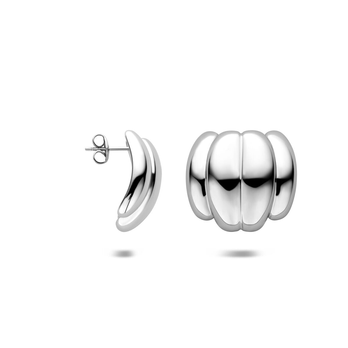 Stahl-Ohrstecker für Damen, silberfarben, rund, 23 mm