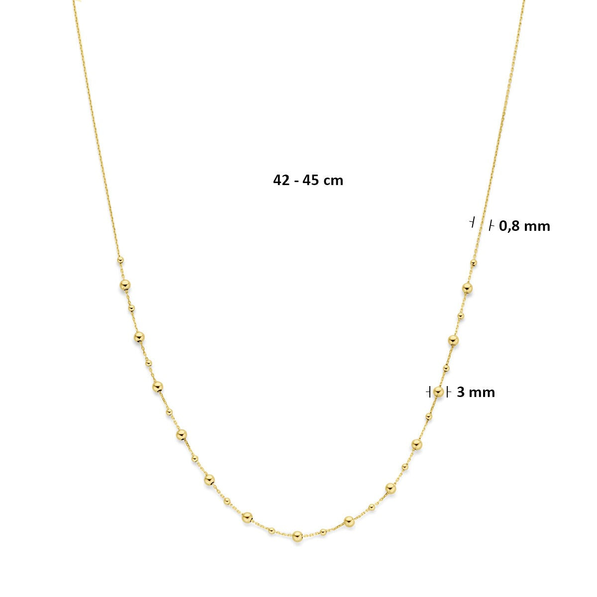 14k Geelgouden collier met bolletjes