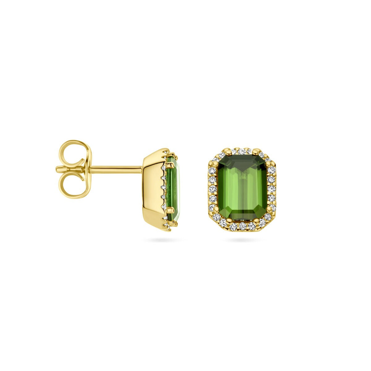 Ohrstecker aus 14 K Gelbgold mit Turmalin und Diamant