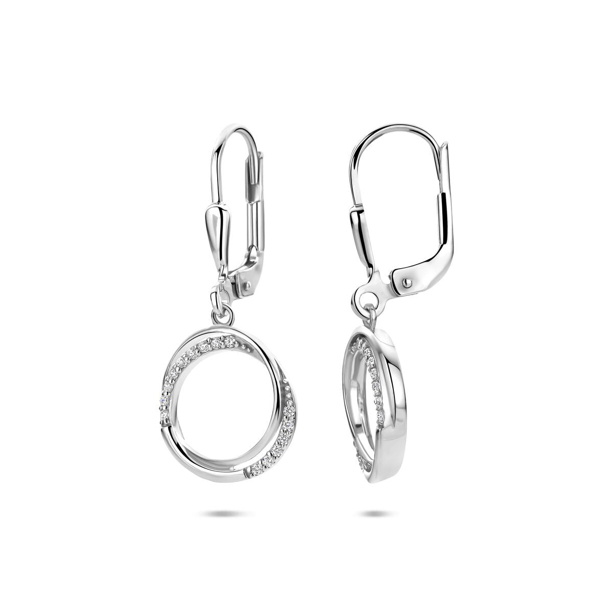 Rhodinierte Silberohrringe mit Zirkonia-Reihe