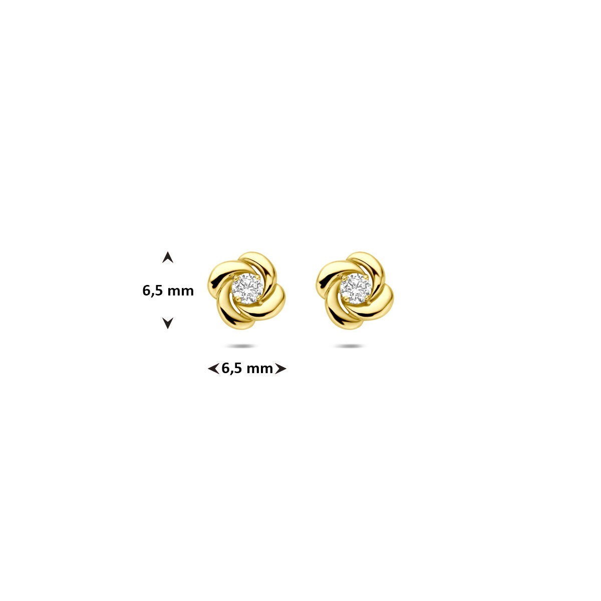 Gelbgold-Ohrstecker mit Zirkonia – 14 Karat, Chatonfassung 4-Krappen