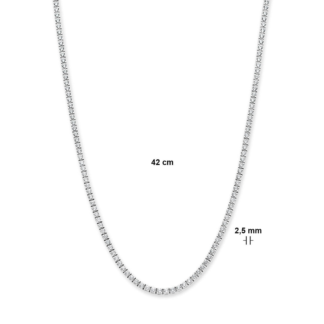 Tennis-Halskette, Lab-Grown-Diamant, 5,00 ct g, Si 2,5 mm, 42 cm, 14 K Weißgold