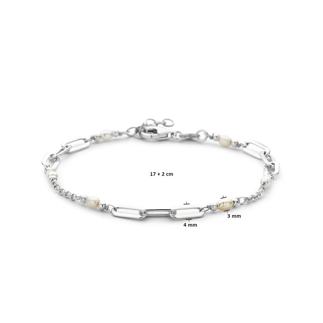 Armband Perlen 17 + 2 cm Silber rhodiniert