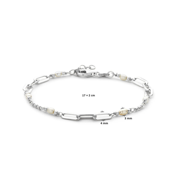 Armband Perlen 17 + 2 cm Silber rhodiniert