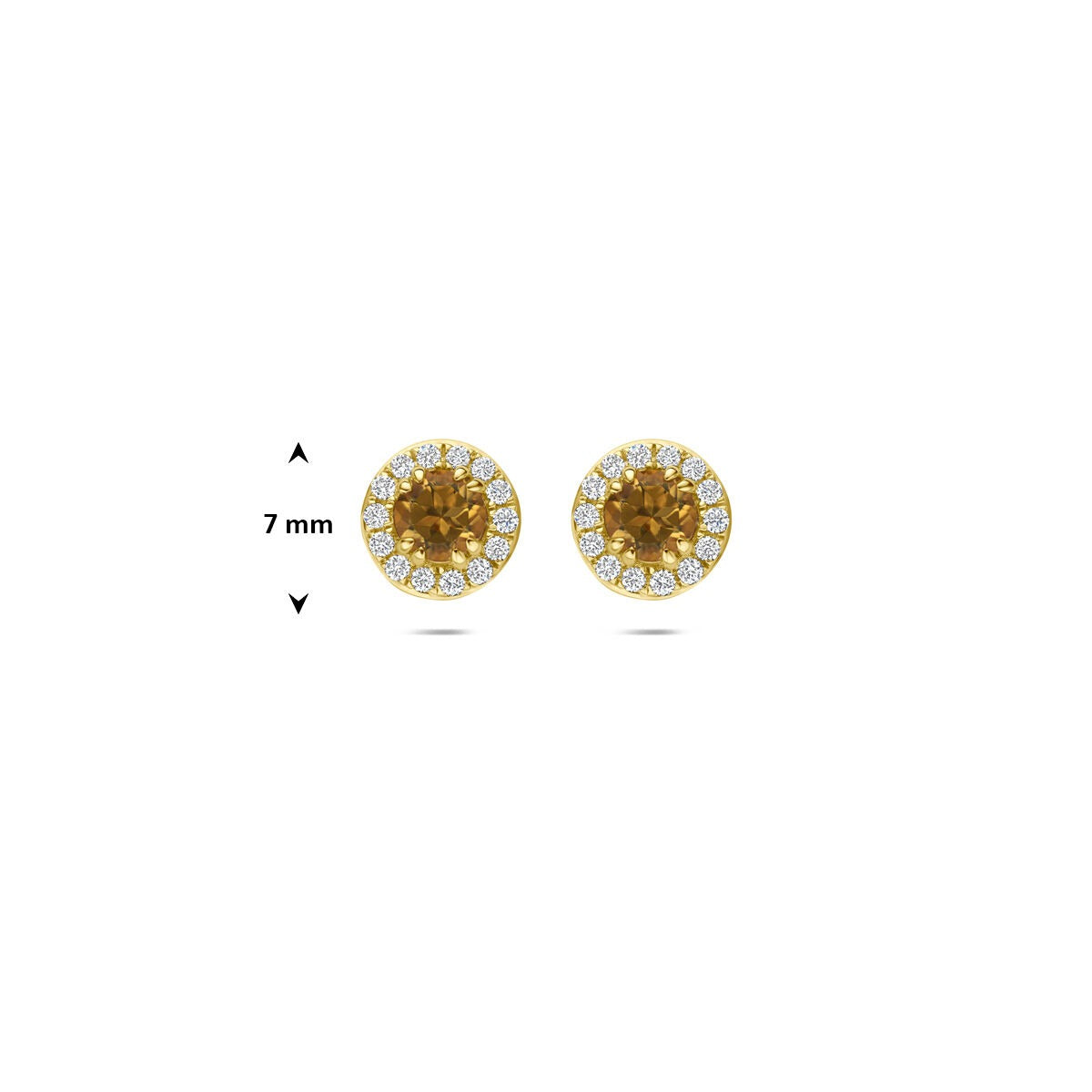 14 Karat Gelbgold Ohrstecker mit Citrin und im Labor gezüchtetem Diamanten