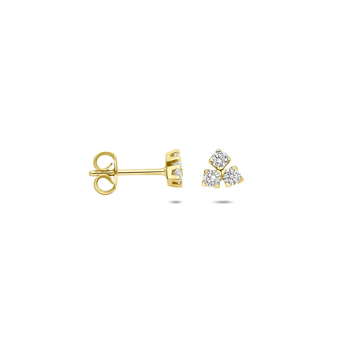 14k Geelgouden driehoek oorknoppen met lab grown diamant 0,07 ct