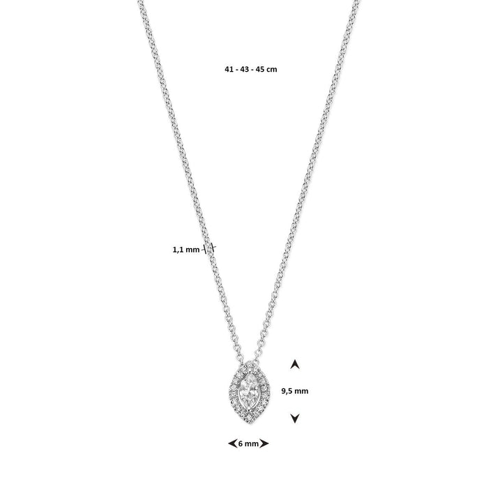 14k Witgouden Collier met Diamant