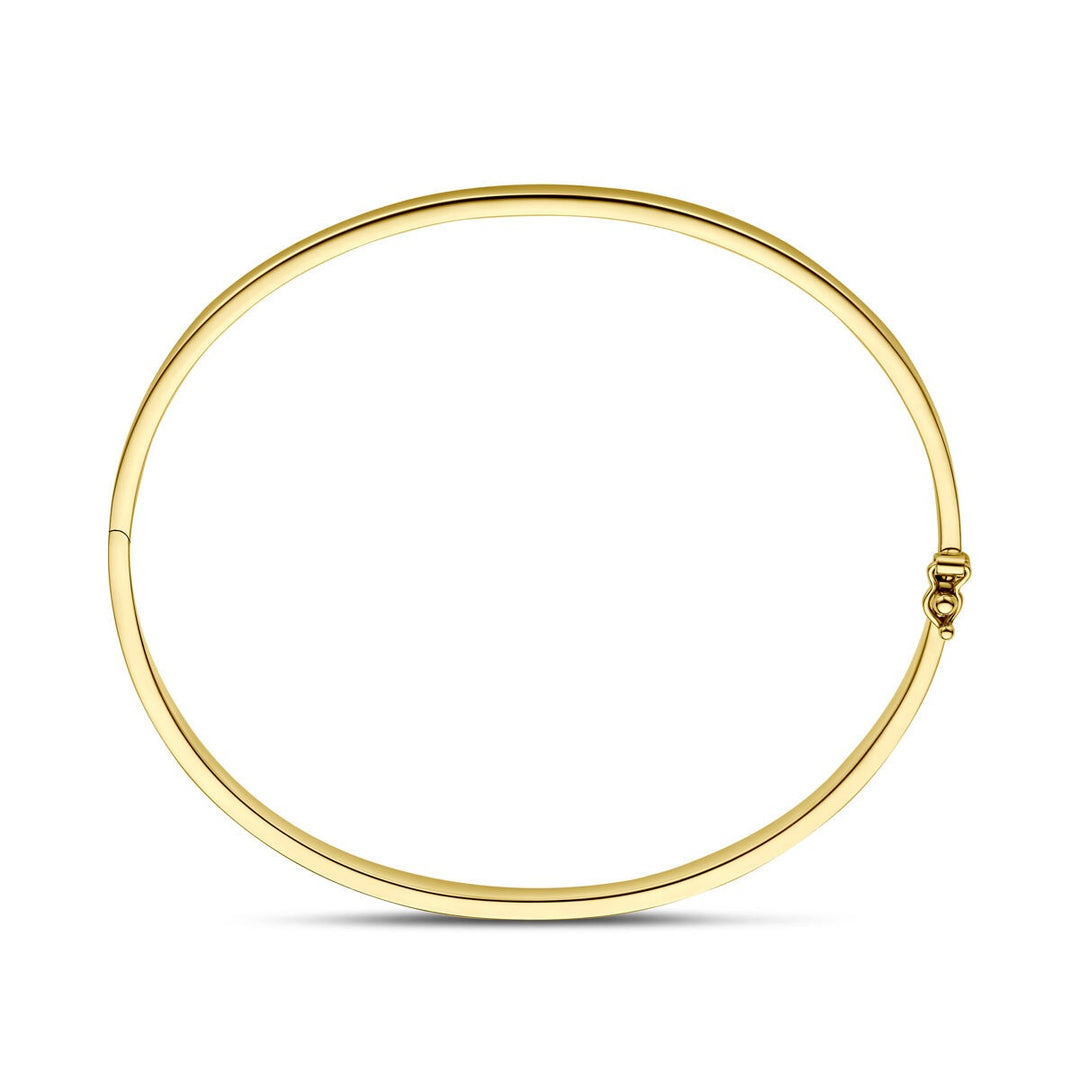 9k Geelgouden bangle armband met vlakke buis en zilveren kern
