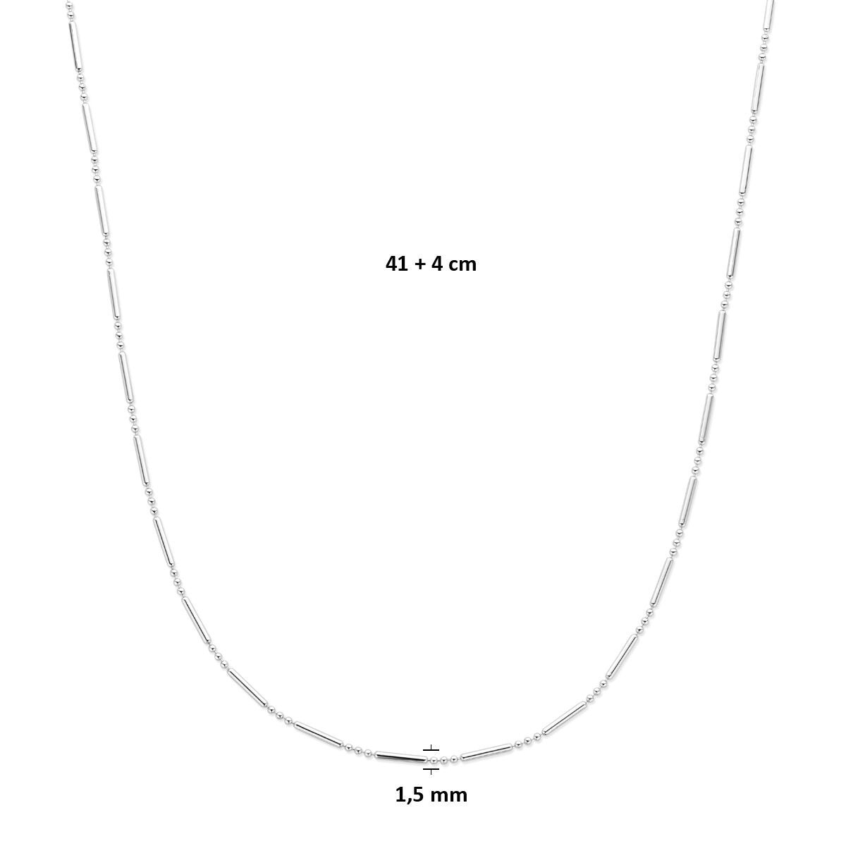Rhodinierte Silber-Damenkette ohne Anhänger 1,5 mm 41 + 4 cm
