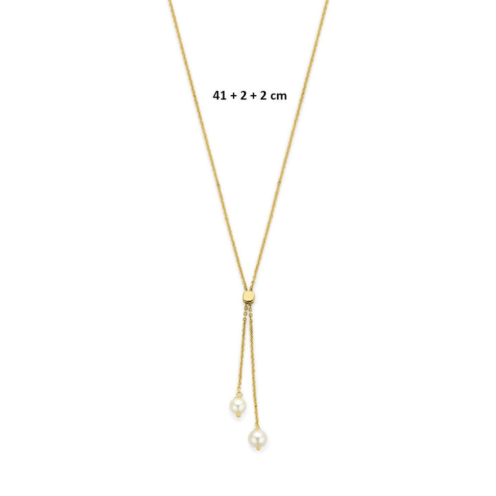 14k Geelgouden Y-collier met parels