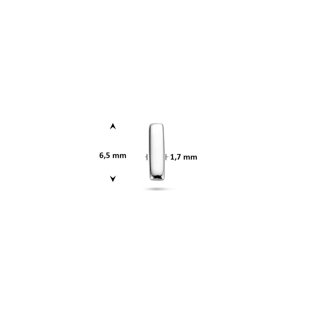 Gerhodineerd zilveren flat back piercing in balkvorm