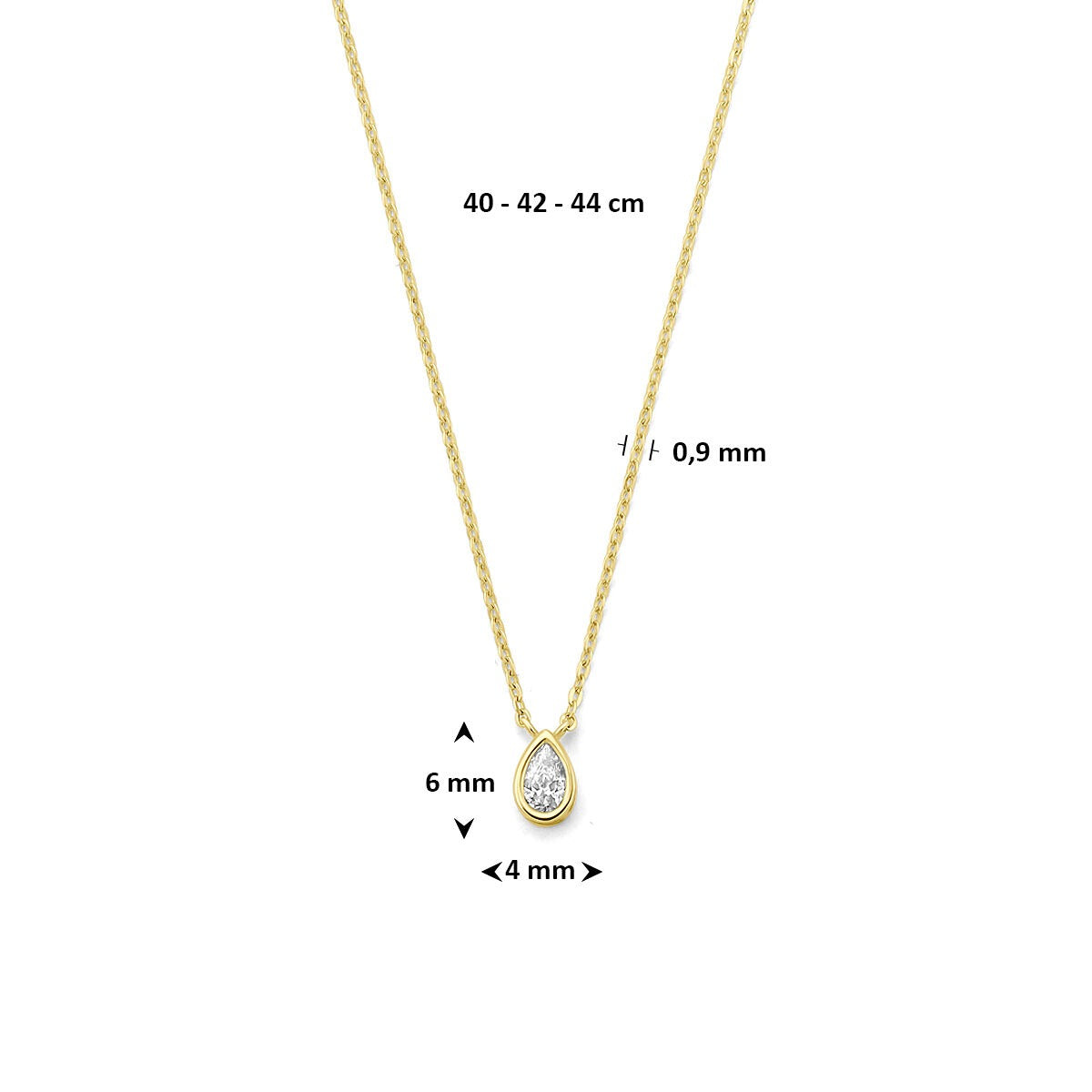 9k Geelgouden collier met zirkonia