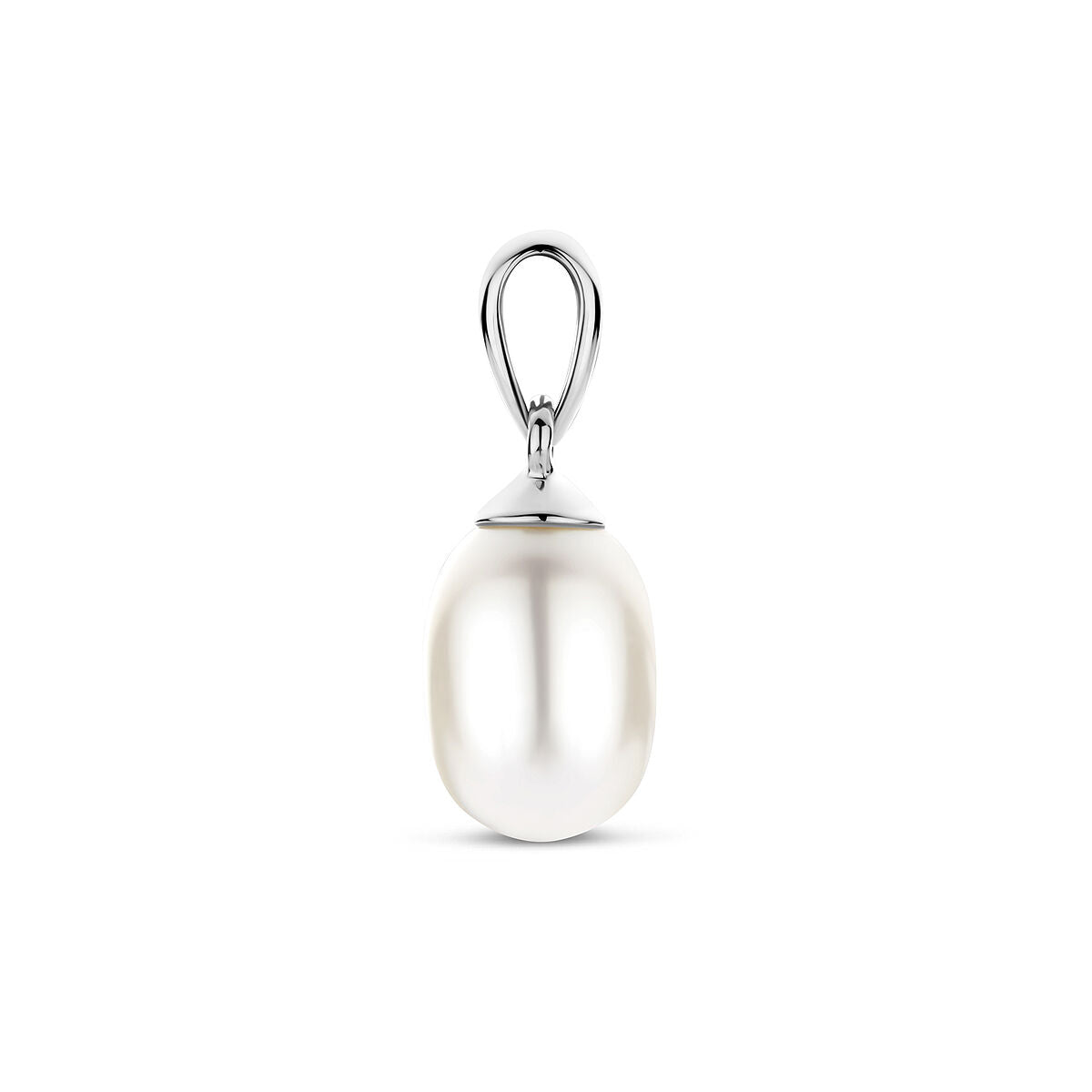 14k Weißgoldanhänger mit Süßwasserperle – oval