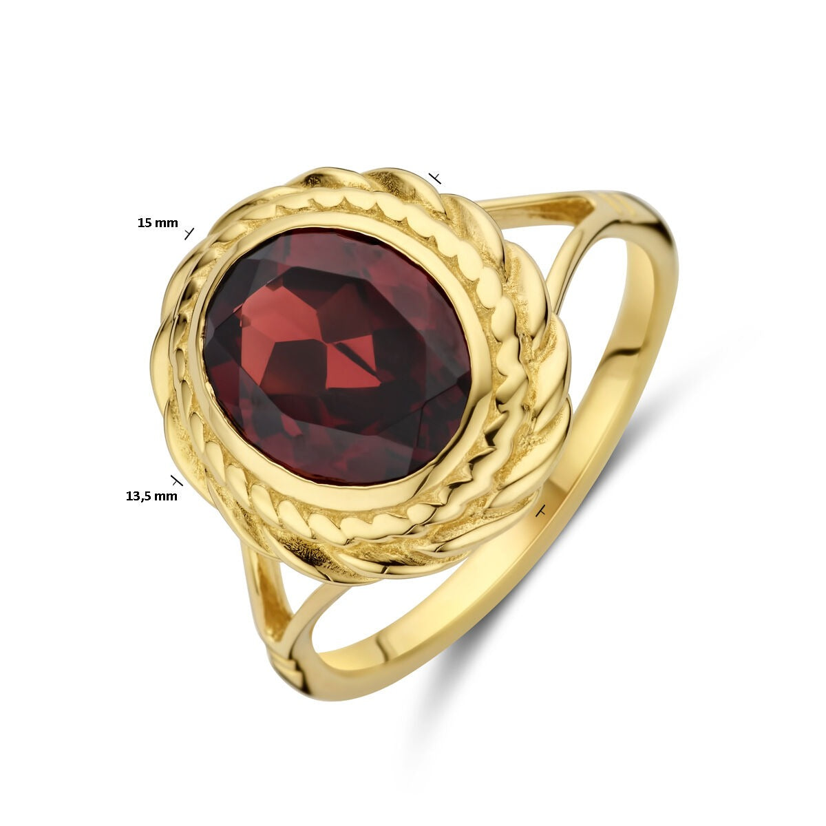 Goldring 14k mit Granat – Ovalschliff