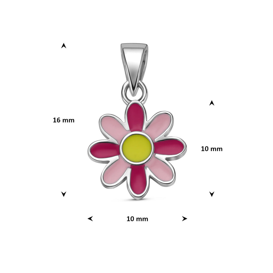 Gerhodineerde 925 zilveren bloemenhanger met emaille