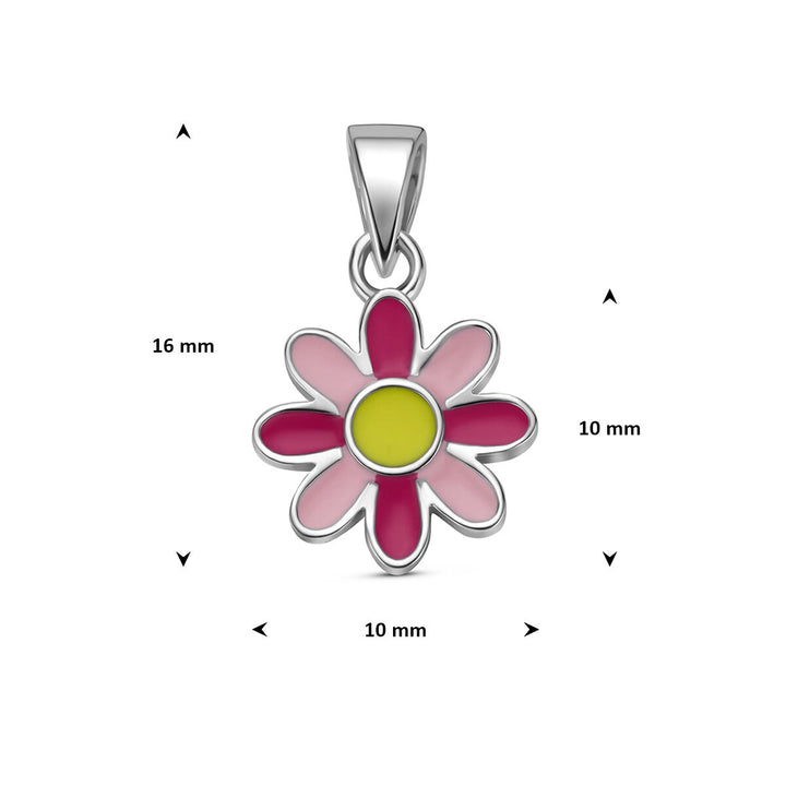 Gerhodineerde 925 zilveren bloemenhanger met emaille