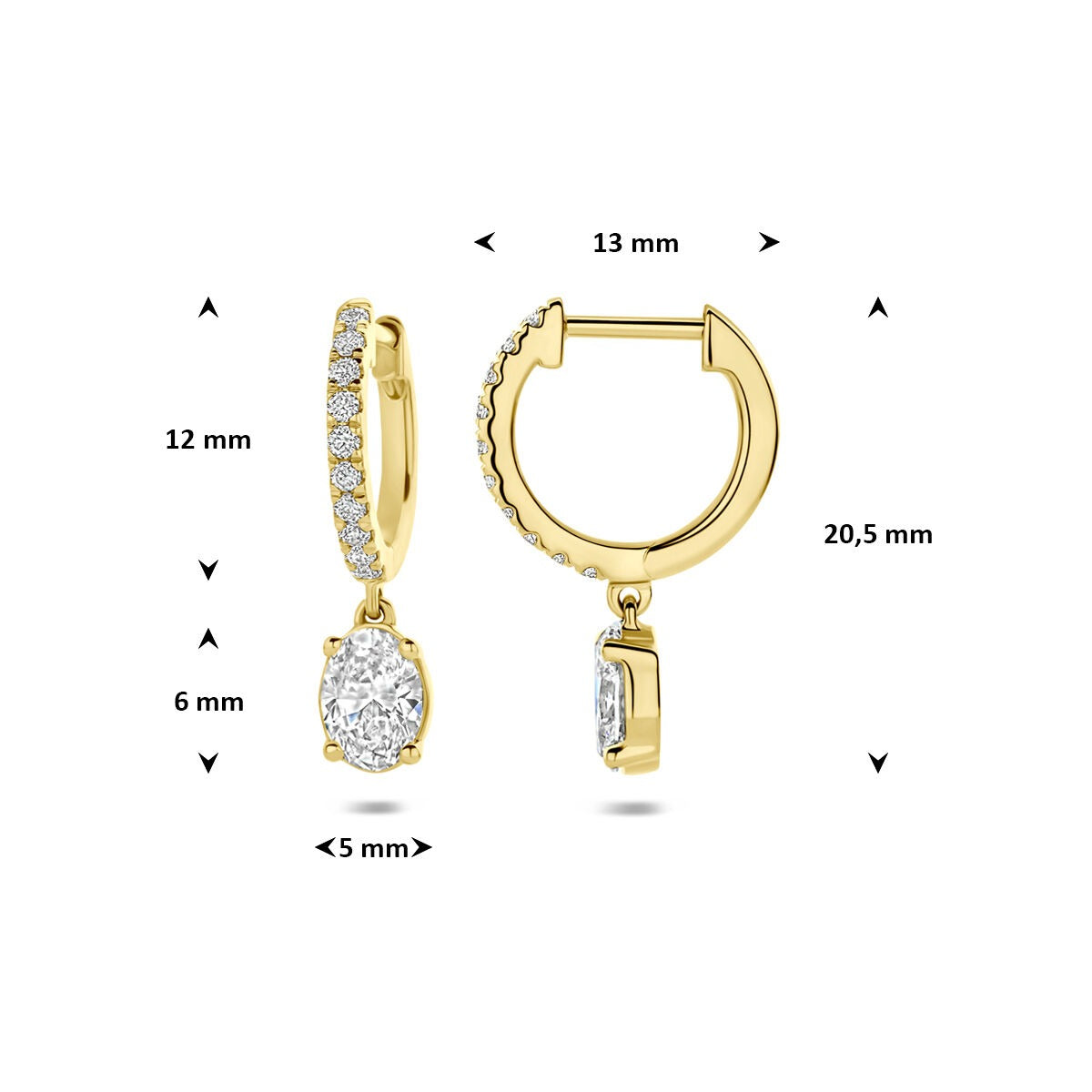 14 Karat Goldohrringe mit im Labor gezüchtetem Diamanten