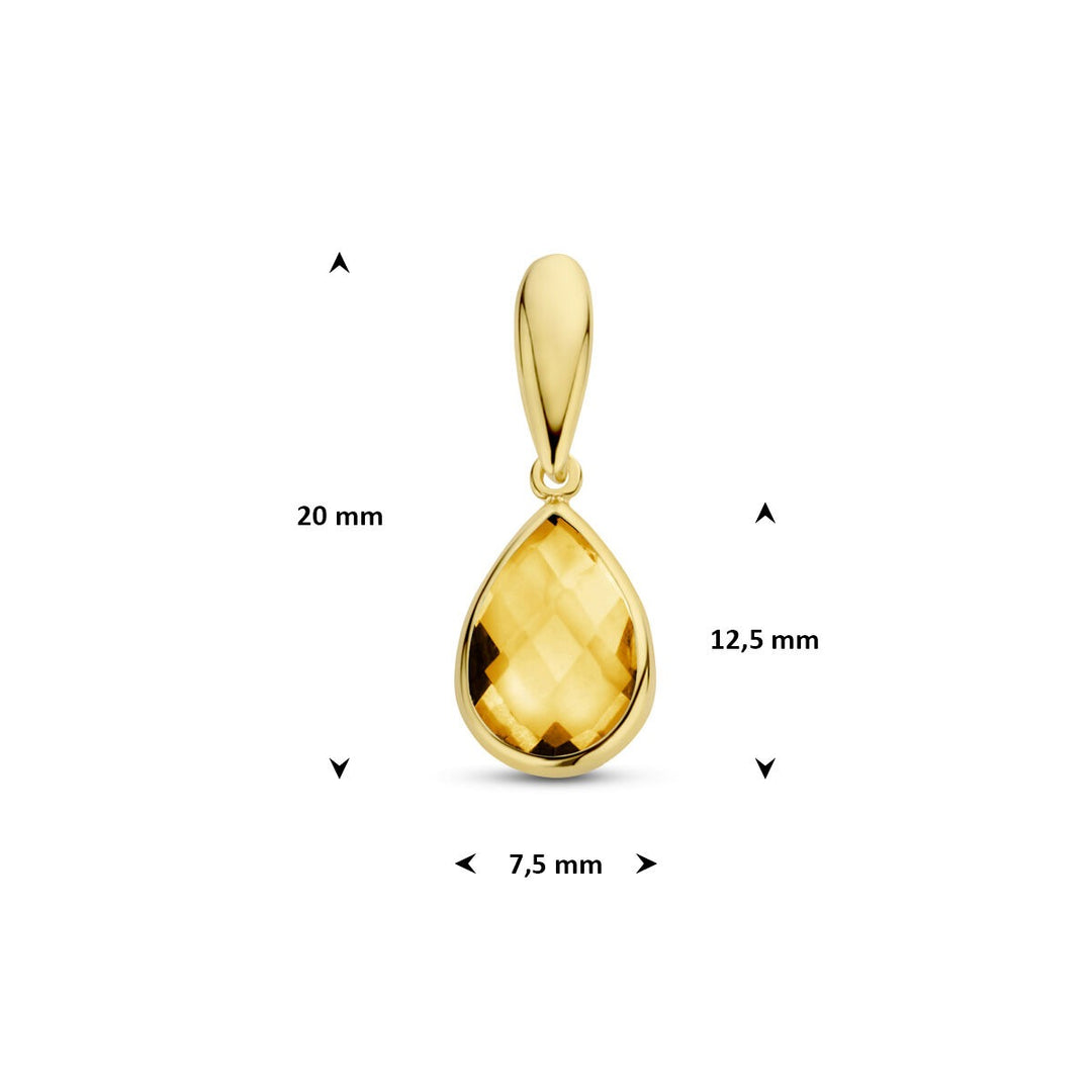 9k geelgouden hanger met citrien
