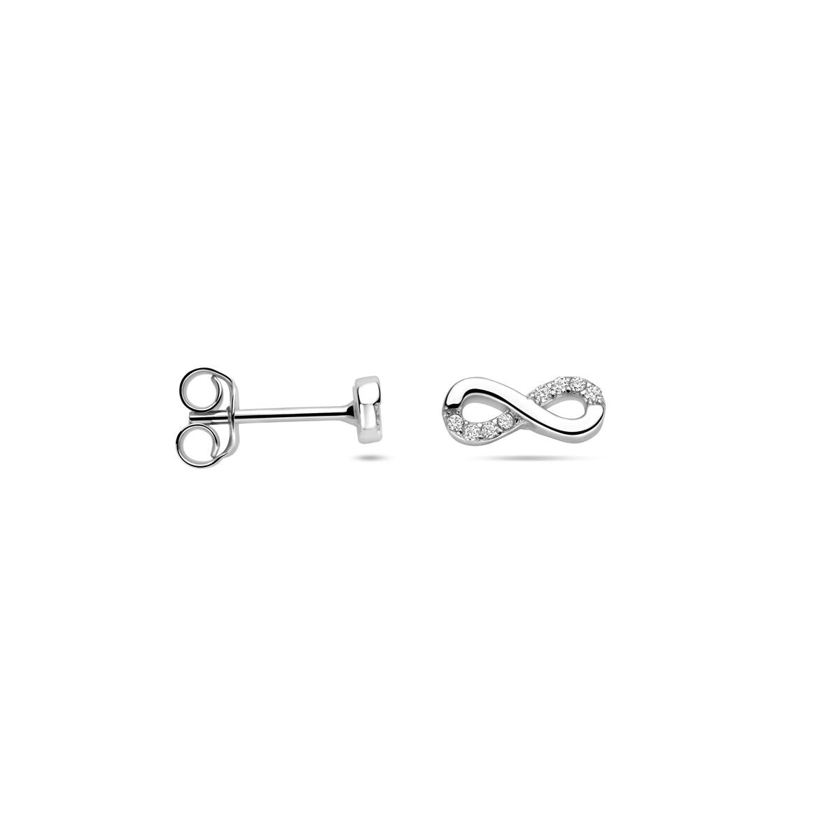 Rhodinierte Infinity-Ohrstecker aus Silber mit Zirkonia