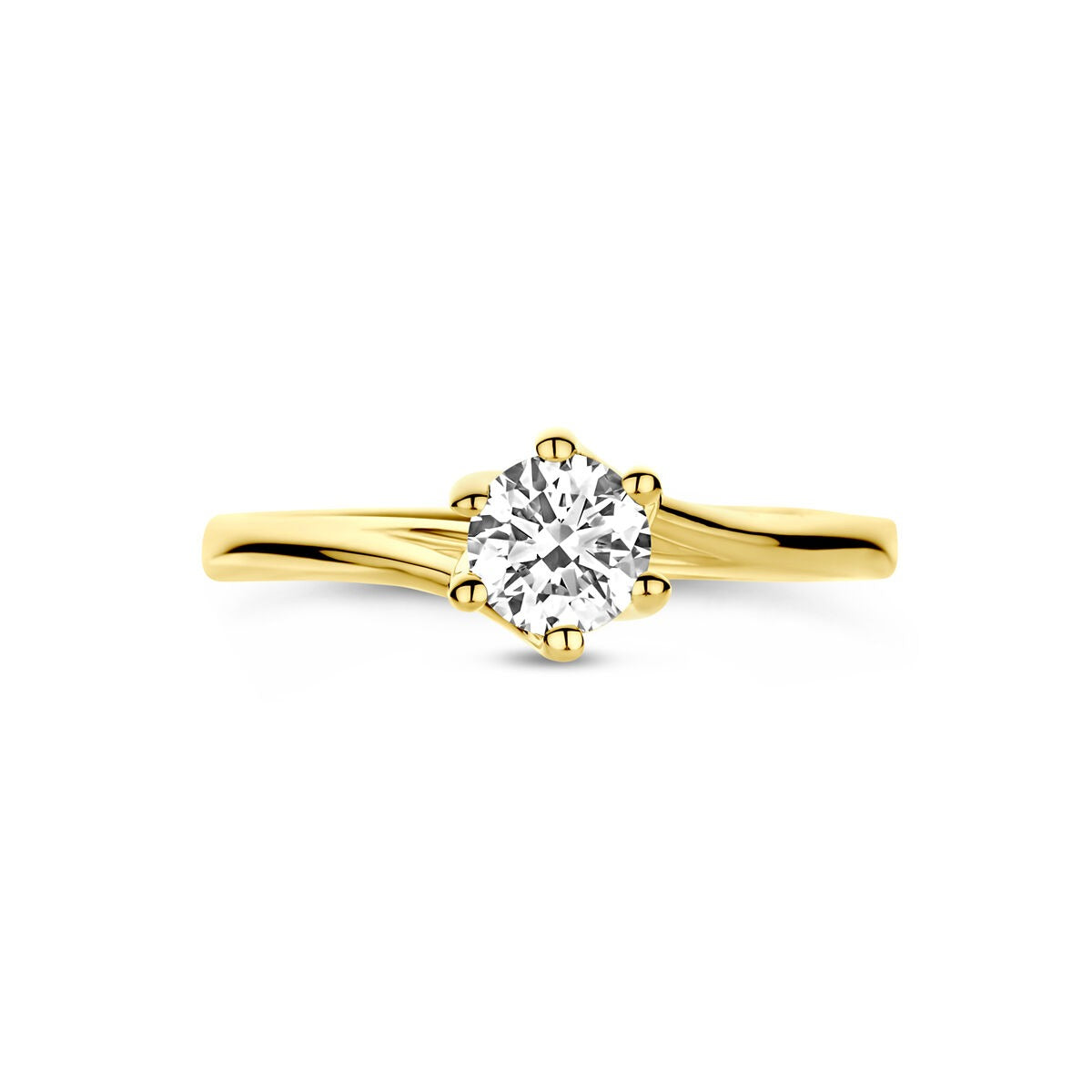 14k Gelbgoldring mit einem im Labor gezüchteten Diamanten von 0,50ct