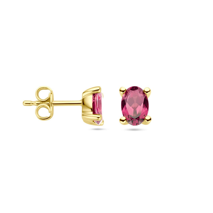 Ohrstecker rosa Rhodolit 14K Gelbgold