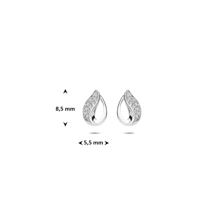 Rhodinierte 925er Silberohrstecker mit Pavé-Zirkonia