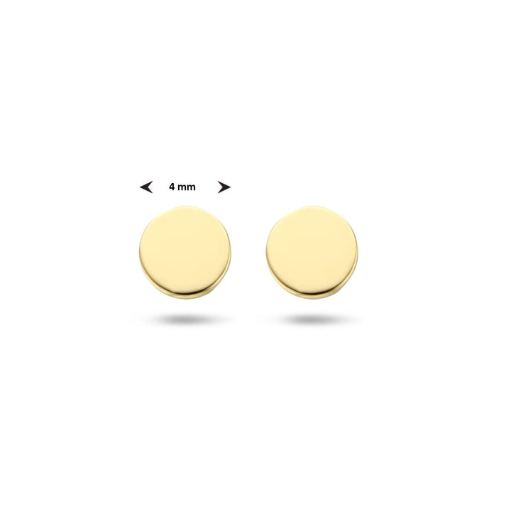 Gouden oorknopjes 9k rond poli – Dames Oorbellen